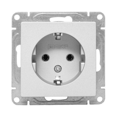 Розетка СП Эпика 16А с заземл. без защ. шторок механизм алюм. EKF UP1-SOA-110