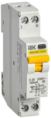 Выключатель автоматический дифференциального тока С 25А 100мА АВДТ32МL KARAT IEK MVD12-1-025-C-100