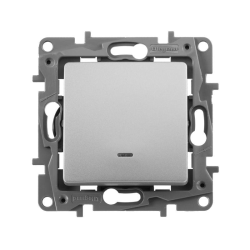 Выключатель 1-кл. СП Etika 10А IP20 250В 10AX с подсветкой/индикацией безвинтов. зажимы механизм алюм. IEK 672403