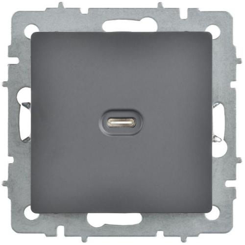 Розетка СП BRITE USB C 65Вт высокоскор. заряд. РЮ12-1-БрГ графит IEK BR-U13-065-K53