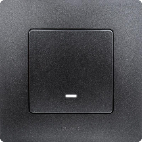 Выключатель 1-кл. СП Etika 10А IP20 250В 10AX с подсветкой/индикацией авт. зажимы механизм антрацит IEK 672603