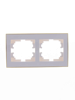 Рамка 2-м Rain горизонт. с зол. боковой вставкой бел. LEZARD 703-0226-147