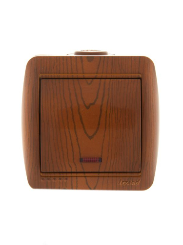 Выключатель 1-кл. ОП Nata 10А IP20 с подсветкой сосна LEZARD 710-0800-111