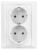 Розетка 2-м СП Valena Life 16А IP20 250В 2х2P+E защ. шторки безвинтов. клеммы с лицев. панелью механизм бел. Leg 753426