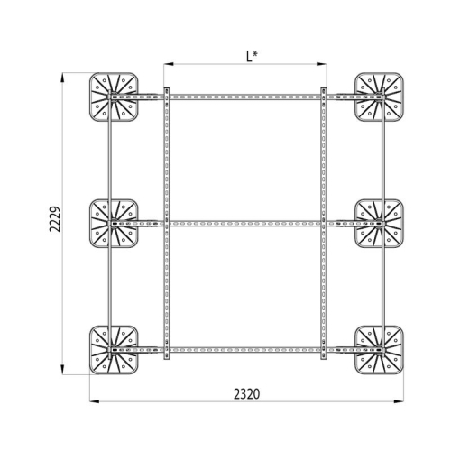 Конструкция опорная для установки оборудования TECHNORAPTOR FOOT 2000х2000 KM-TR-F-SSEI-2000-2000 КМ TR0043