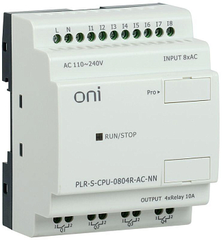 Реле логическое PLR-S. CPU0804(R) 220В AC без экрана ONI PLR-S-CPU-0804R-AC-NN