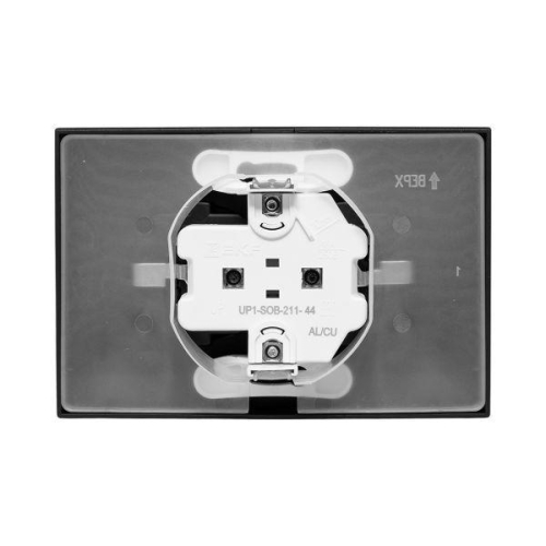 Розетка 2-м СП Эпика 16А IP44 с заземл. защ. шторки с рамкой с крышками механизм черн. EKF UP1-SOB-211-44