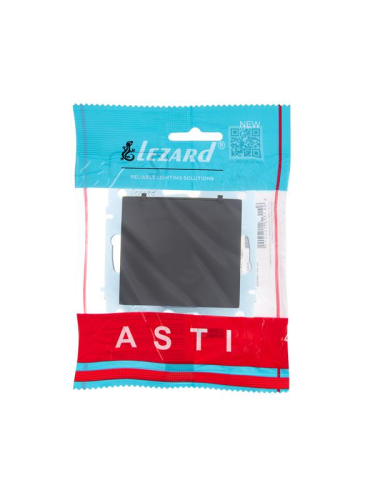 Розетка 1-м СП ASTI 16А IP20 с заземл. с крышкой термопласт механизм черн. бархат. LEZARD 7081-4288-123В