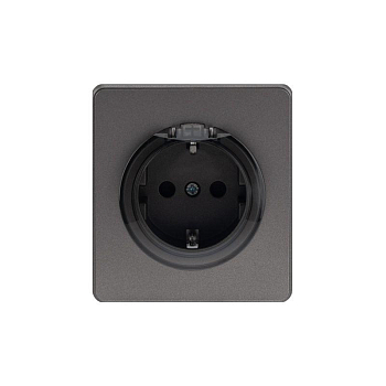 Розетка 1-м СП ROUND MIELE 16А с заземл. защ. шторки и крышкой титан Kranz KR-78-0702-2