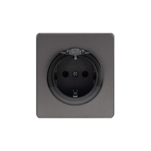 Розетка 1-м СП ROUND MIELE 16А с заземл. защ. шторки и крышкой титан Kranz KR-78-0702-2