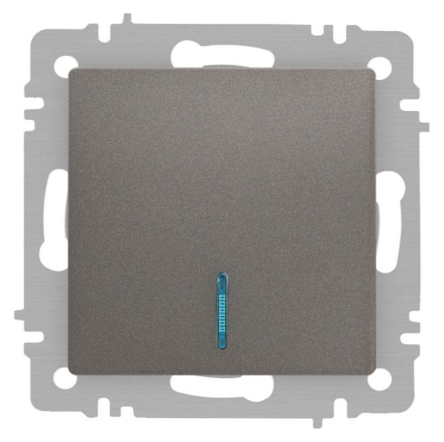 Выключатель Accent 6-102-09 с подсветкой 10А-250В IP20 СУ AL/CU титан Intro Б0063460