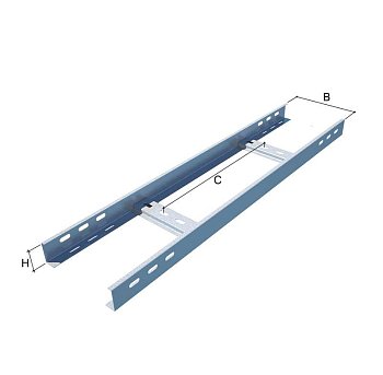 Лоток лестничный 400х150 L3000 сталь 1.5мм LL150-400-1.5-3000 Z КМ LO8536