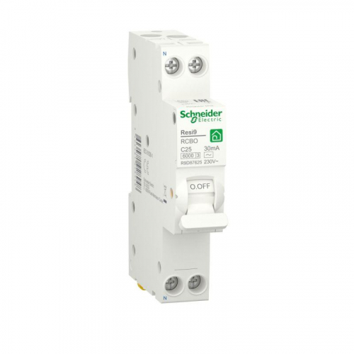 Выключатель автоматический дифференциального тока (ДИФ) RESI9 1P+N С 25А 6000А 30мА 18мм тип AC SchE R9D87625