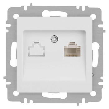 Розетка Accent 6-303-01М информационная RJ45 IP20 СУ бел. матов. Intro Б0063625