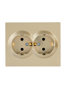 Розетка двойная VESNA с защитой от детей ПБТ зол. LEZARD 742-3600-178B