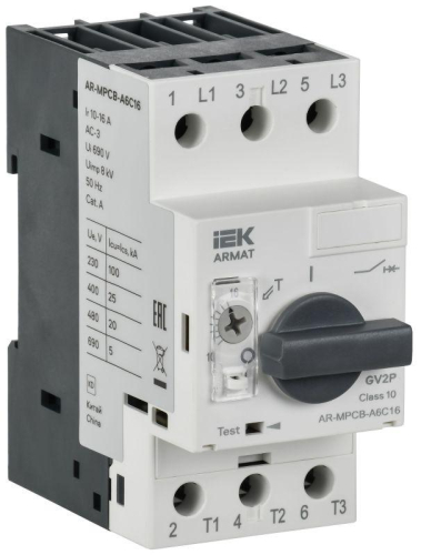 Выключатель автоматический защиты двигателя A6 GV2P 10-16А ARMAT IEK AR-MPCB-A6C16