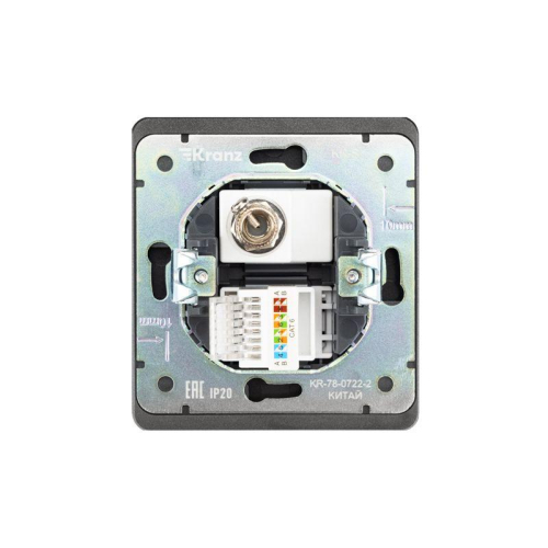 Розетка компьютерная + телевизионная СП ROUND MIELE RJ45 кат6 + TV титан Kranz KR-78-0722-2