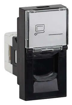 Розетка модульная компьютерная RJ-45 45х22.5мм черн. Ruvinil АДЛ 13-902-Ч