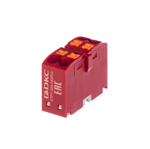 Блок распределительный зажим push-in 4 точки подключения 25кв.мм красн. DKC DTP1-004-04SPUR