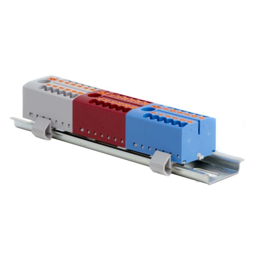 Блок распределительный зажим push-in 10 точек подключения 25кв.мм сер. DKC DTP1-010-04SPUG