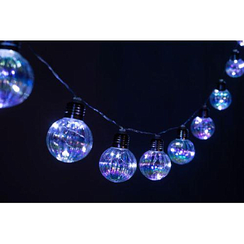 Гирлянда садовая ERASF23-22 "Радужные лампочки" на солнечной батарее 10LED 3.8 м (дл. раб част. 1.8м) ЭРА Б0062371