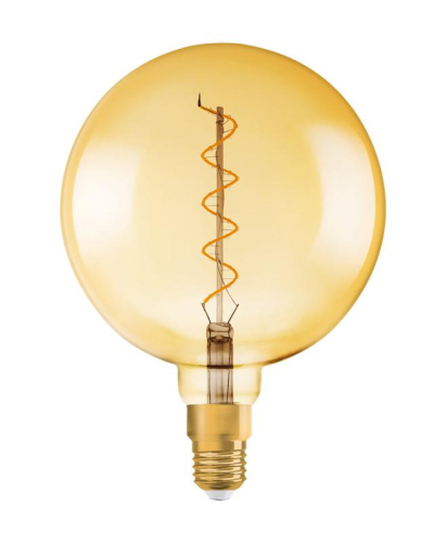 Лампа светодиодная филаментная Vintage 1906 LED dim CL GLOBE200 FIL GOLD 28 dim 5W/820 5Вт тепл. бел. E27 (замена 28Вт) диммир. зол. OSRAM 4058075269729