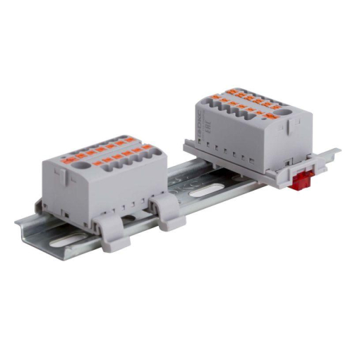 Блок распределительный зажим push-in 10 точек подключения 25кв.мм сер. DKC DTP1-010-04SPUG