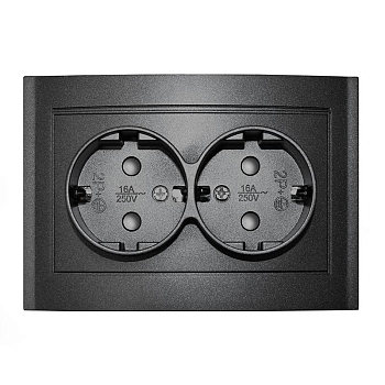 Розетка 2-м СП Бриллиант 16А IP20 с заземл. защ. шторки в сборе графит Universal 7947540-Gr