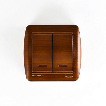 Выключатель 2-кл. ОП Demet 10А IP20 с подсветкой махагон LEZARD 711-0500-112