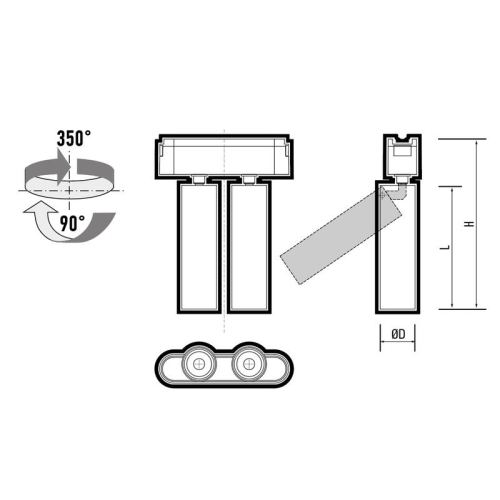 Светильник светодиодный трековый Метр (MTR)16 2016 2х8Вт 4000К 24град. BL IP20 низковольтный Pro черн. JazzWay 5056558