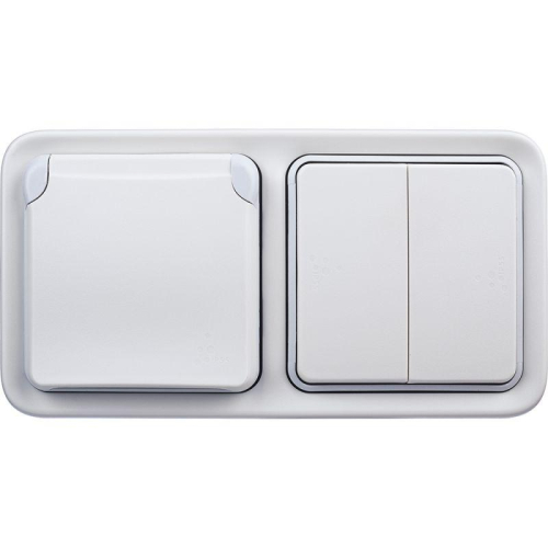 Розетка 1-м СП Plexo 16А IP55 250В 2P+E с заземл. с крышкой немецк. стандарт винт. клеммы бел. Leg 069869