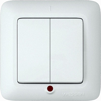 Выключатель 2-кл. СП Прима 6А IP20 250В с подсветкой бел. (розн. упак.) SchE S56-039-BI