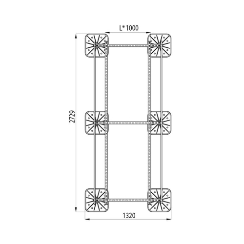 Конструкция опорная для установки оборудования TECHNORAPTOR FOOT 1000х2500 KM-TR-F-SSEI-1000-2500 КМ TR0006