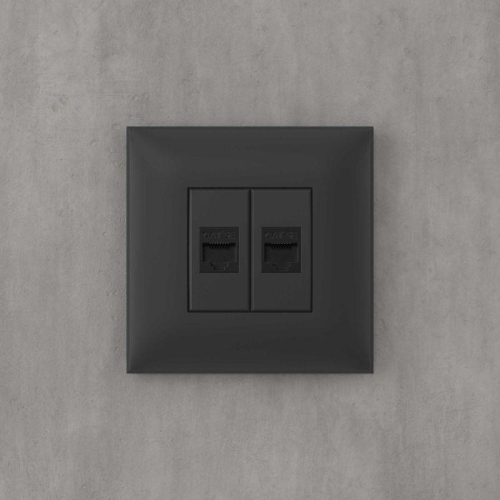 Розетка компьютерная 2-м СП Avanti "Черный матовый" RJ45 кат.5E без шторок механизм DKC 4412664