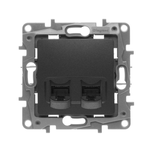 Розетка компьютерная 2-м СП Etika RJ45 кат.5E UTP механизм антрацит IEK 672655