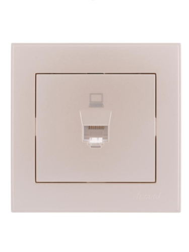 Розетка компьютерная 1-м СП Rain RJ45 жемчуж./бел. перламутр. LEZARD 703-3030-139