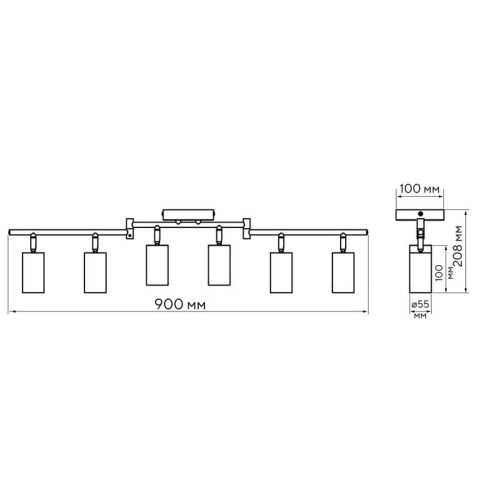 Светильник PCL-0606 6xGU10 IP20 230В BL настен./потолочн. декор. под лампу JazzWay 5066762