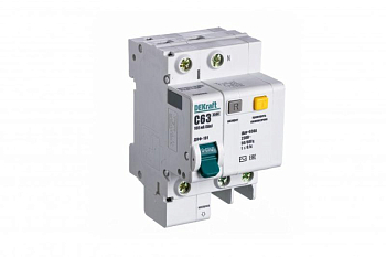 Выключатель автоматический дифференциального тока 2п (1P+N) C 63А 100мА тип AC ДИФ-101 со встроен. защит. от сверхтоков DEKraft 15208DEK