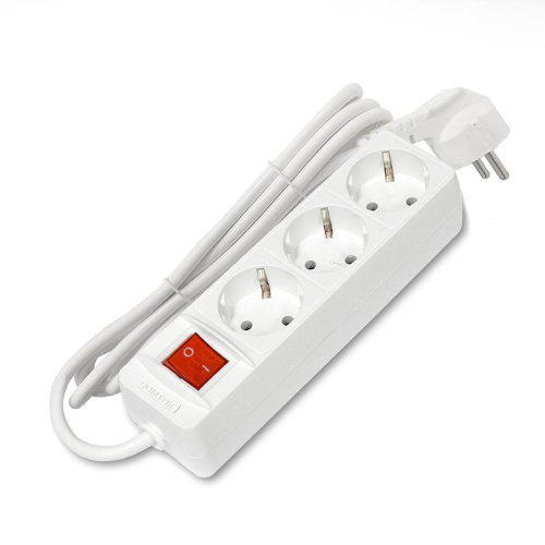 Удлинитель 3х1.5м с заземл. 16А IP20 3.5кВт ПВС 3х1 с выкл. бел. DOMTOK 2379
