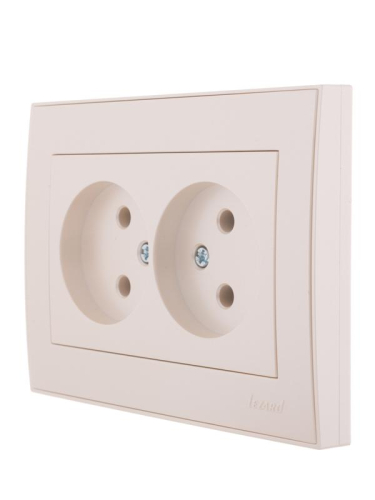 Розетка 2-м СП Rain 16А IP20 без заземл. керамика жемчуж./бел. метал. LEZARD 703-3030-128