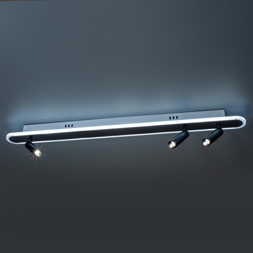 Люстра потолочная светодиодная диммируемая LANTERNA с ДУ поворотная цилиндр 900х70х170 52Вт 2700К/4000К/6400К 18кв.м металл/алюминий черн. Ritter 51602 0