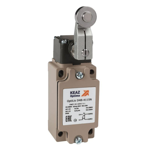 Выключатель концевой OptiLiS D4B-4115N рычаг метал. с роликом метал. EN 50041 XCKJ10513H29 КЭАЗ 378687