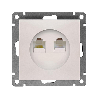 Розетка компьютерная 2-м СП Афина RJ45 кат.5E механизм жемчуж. Universal A1086-OBr