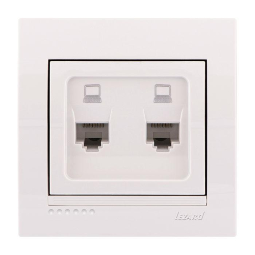 Розетка компьютерная 2-м СП Deriy RJ45 бел. LEZARD 702-0202-141