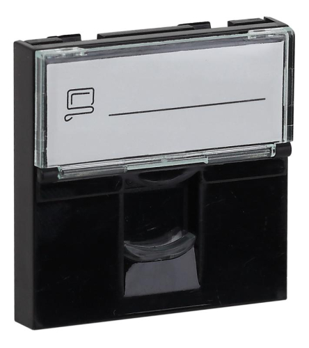 Розетка модульная компьютерная RJ-45 45х45мм черн. Ruvinil АДЛ 13-908-Ч