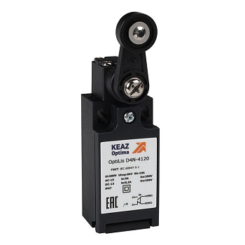 Выключатель концевой OptiLiS D4N-4120 рычаг пластик. с роликом пластик. EN 50047 XCKN2118P20 КЭАЗ 365306