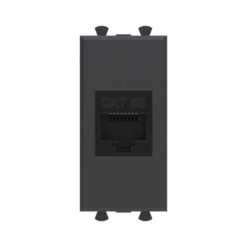 Розетка компьютерная 1мод. Avanti "Черный матовый" RJ45 кат.5E без шторок модульная механизм DKC 4412661