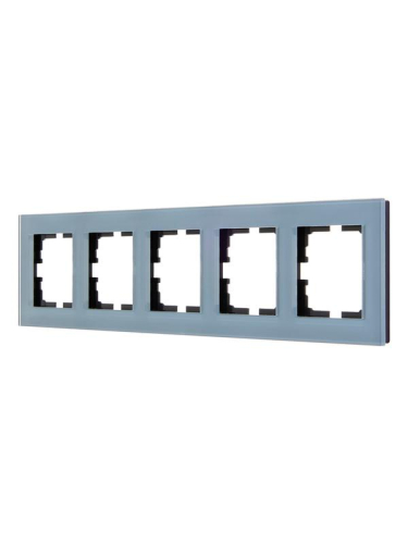 Рамка 5-местн. гориз. VESNA стекло серо-голуб. LEZARD 742-7080-150