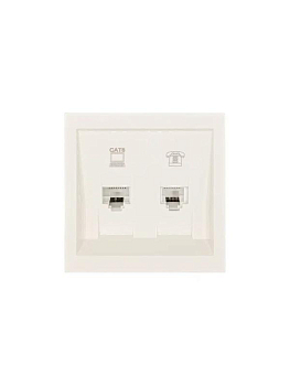 Розетка компьютер+телефон СП ZIMA IP20 с модулем Cat 6 слон. кость LEZARD 704-9088-144