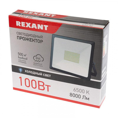 Прожектор светодиодный 100Вт 200-260В IP65 8000лм 6500К хол. бел. Rexant 605-005